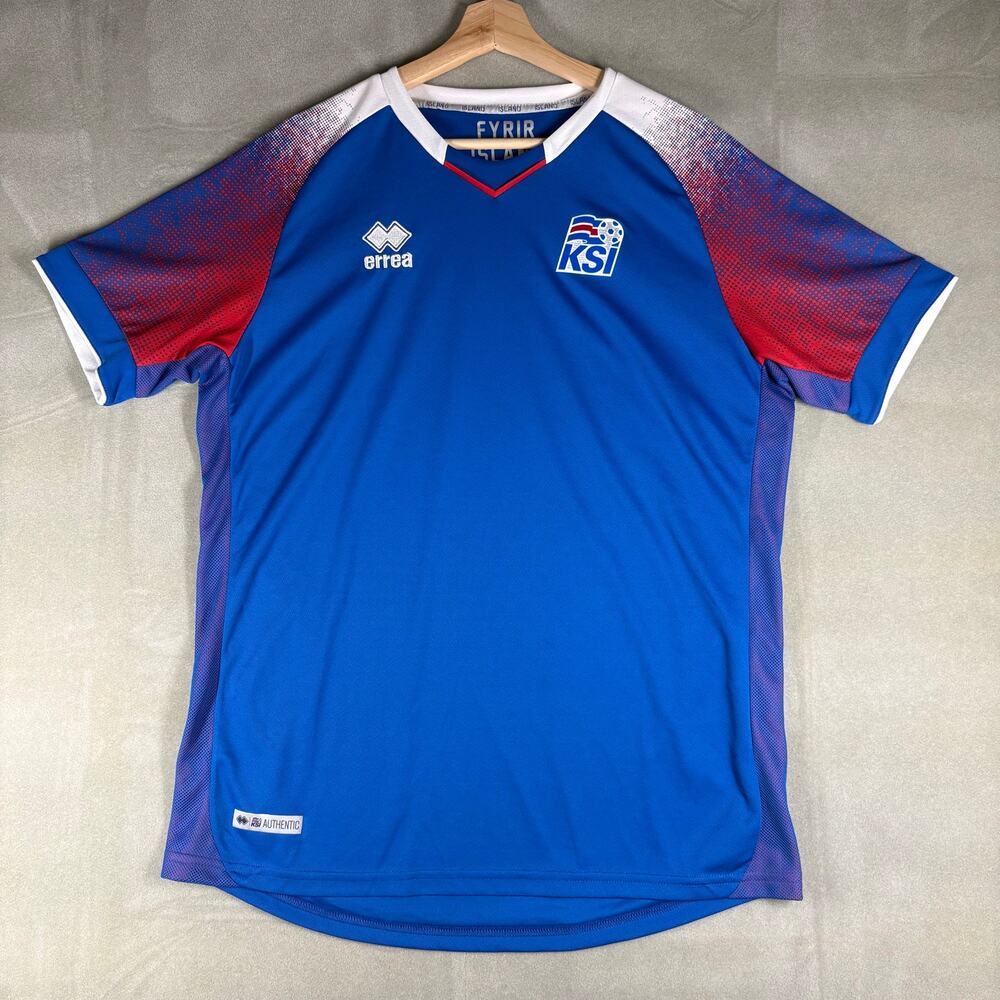 Errea Iceland Ksi Soccer Jersey Mens Large Blue Red Football Shirt Made In Eu